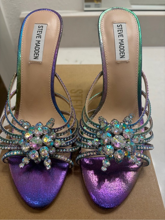 Steve Madden Shoes - Steve Madden Iridescent Purple Jeweled Slide Heels